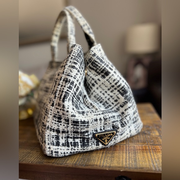 Prada Handbags - Prada Tela Tweed Canapa Tote - Medium